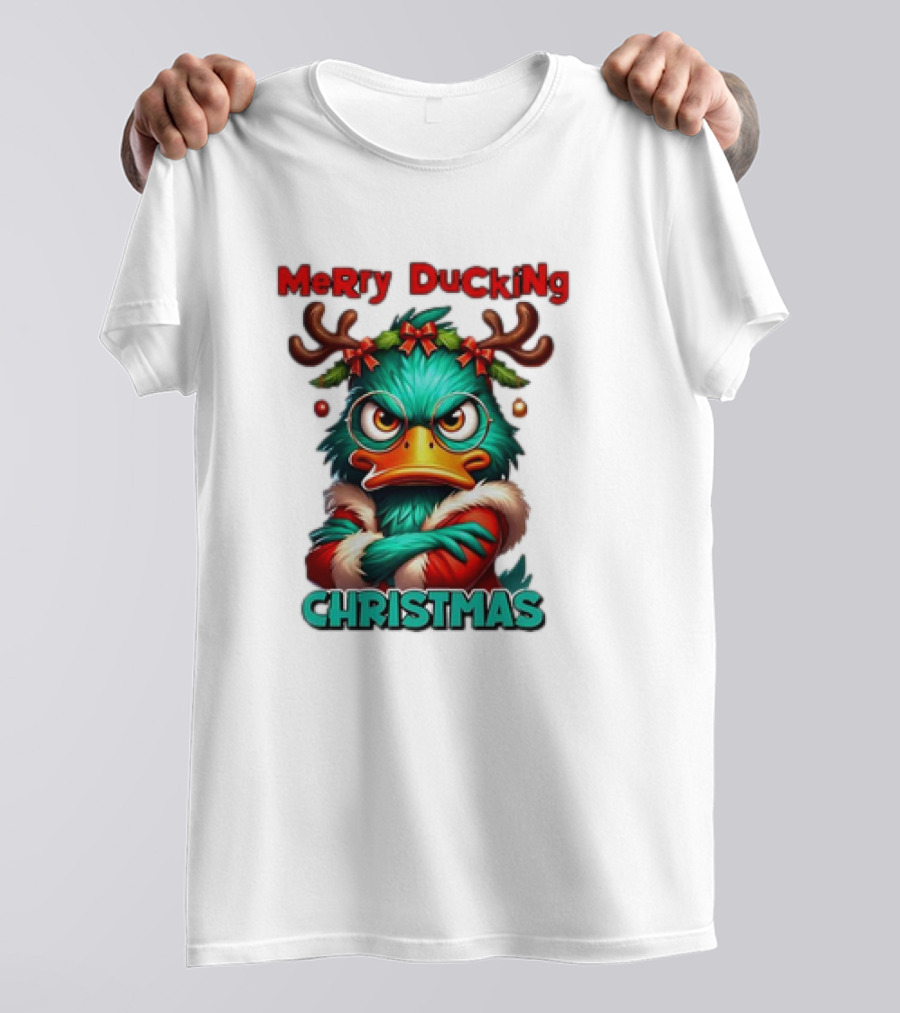 Merry Ducking Grumpy Duck Christmas T-Shirt