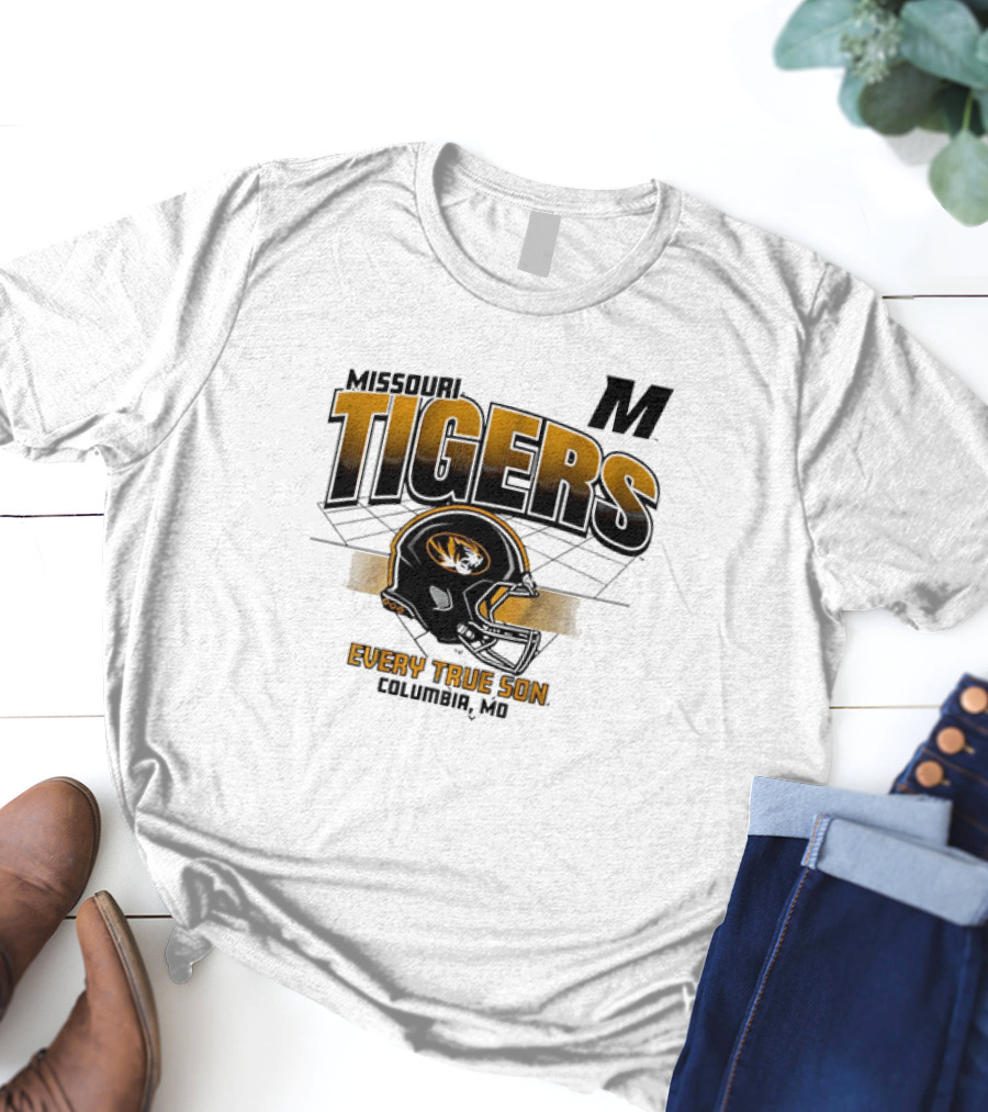 Missouri Tigers Football Helmet Every True Son Columbia MO Vintage T-Shirt