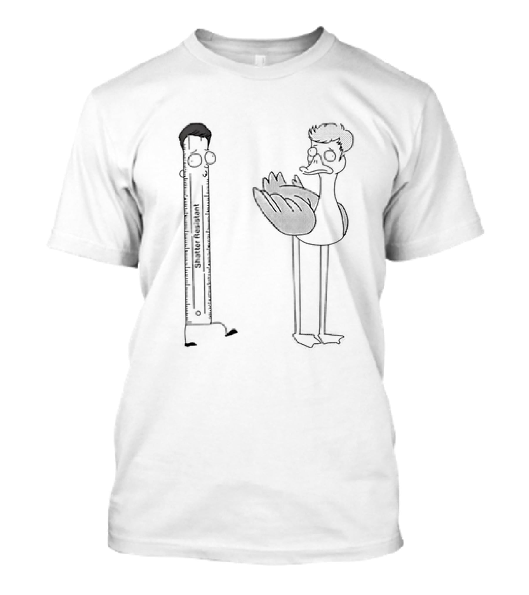 Schumpy And Flapper Shatter Resistant Ruler And Ostrich Character Duo T-Shirt