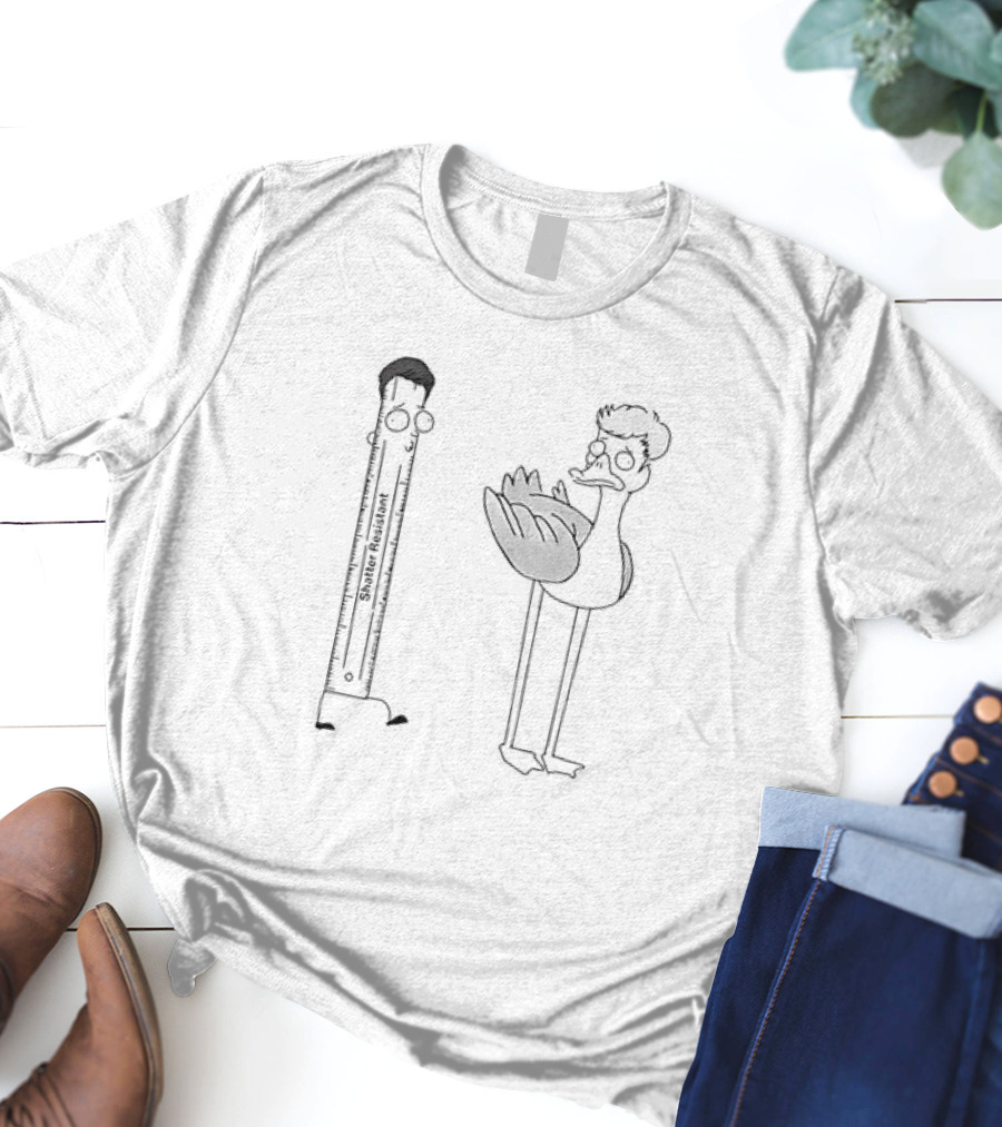 Schumpy And Flapper Shatter Resistant Ruler And Ostrich Character Duo T-Shirt