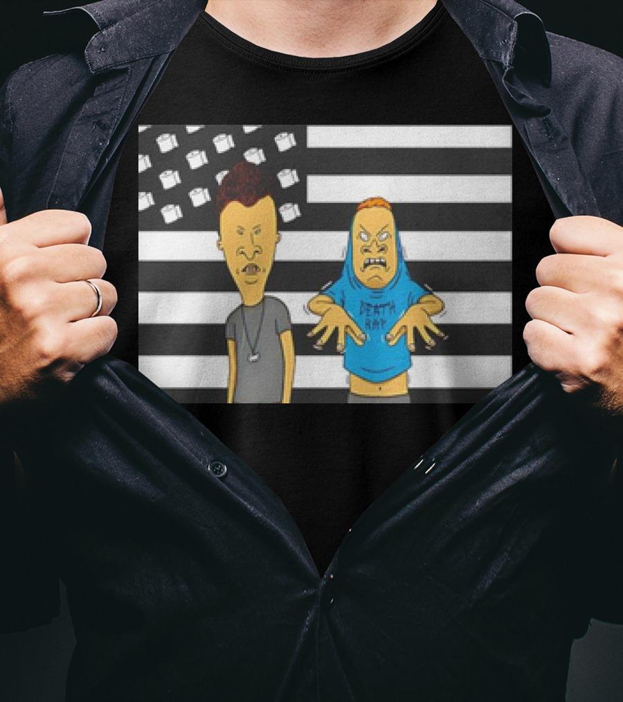 Beavis And Butthead Cornholio Death Rap American Flag T-Shirt