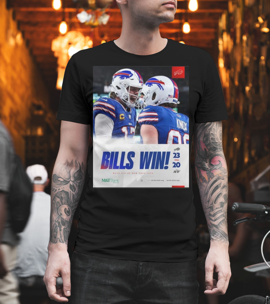 Bills Win 23-20 New York Jets NFL Victory Knox M&T Bank T-Shirt