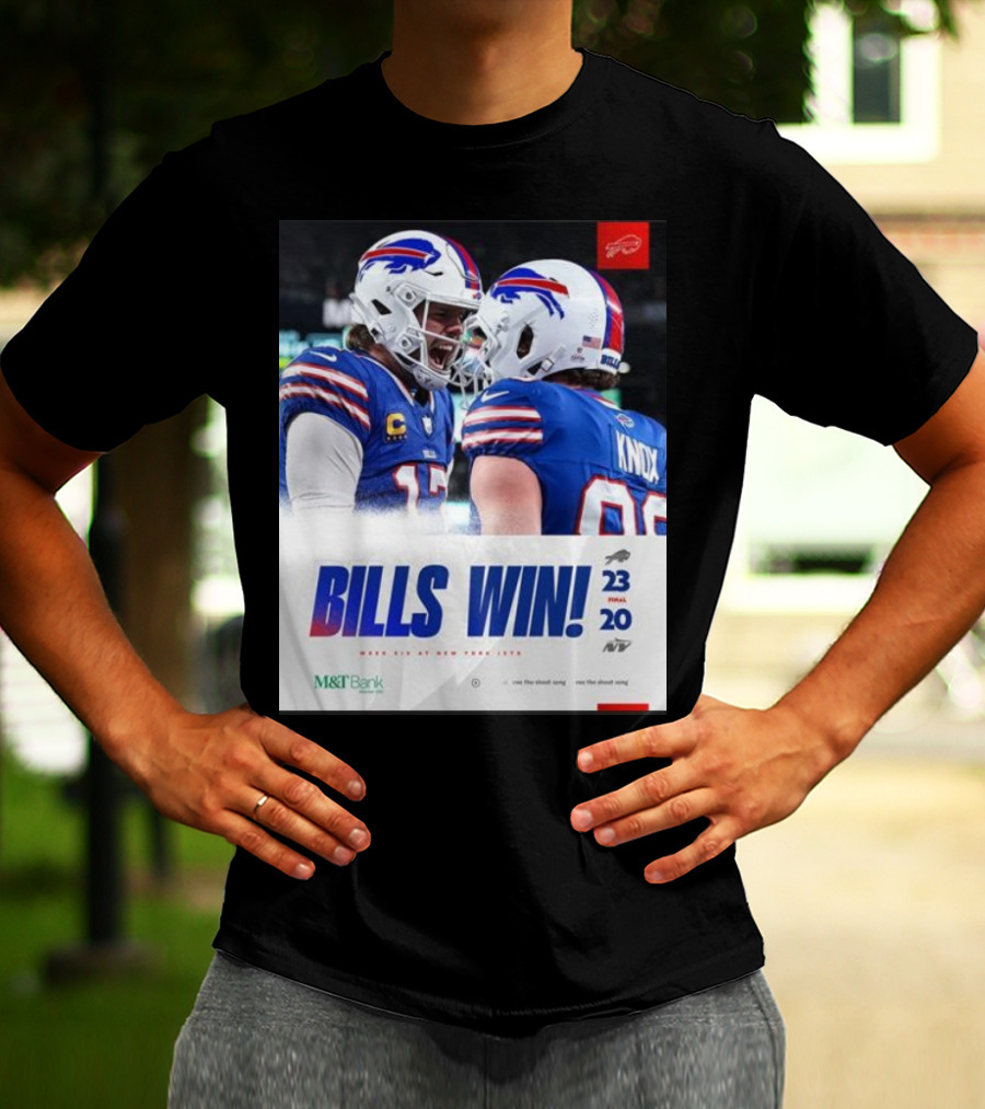 Bills Win 23-20 New York Jets NFL Victory Knox M&T Bank T-Shirt