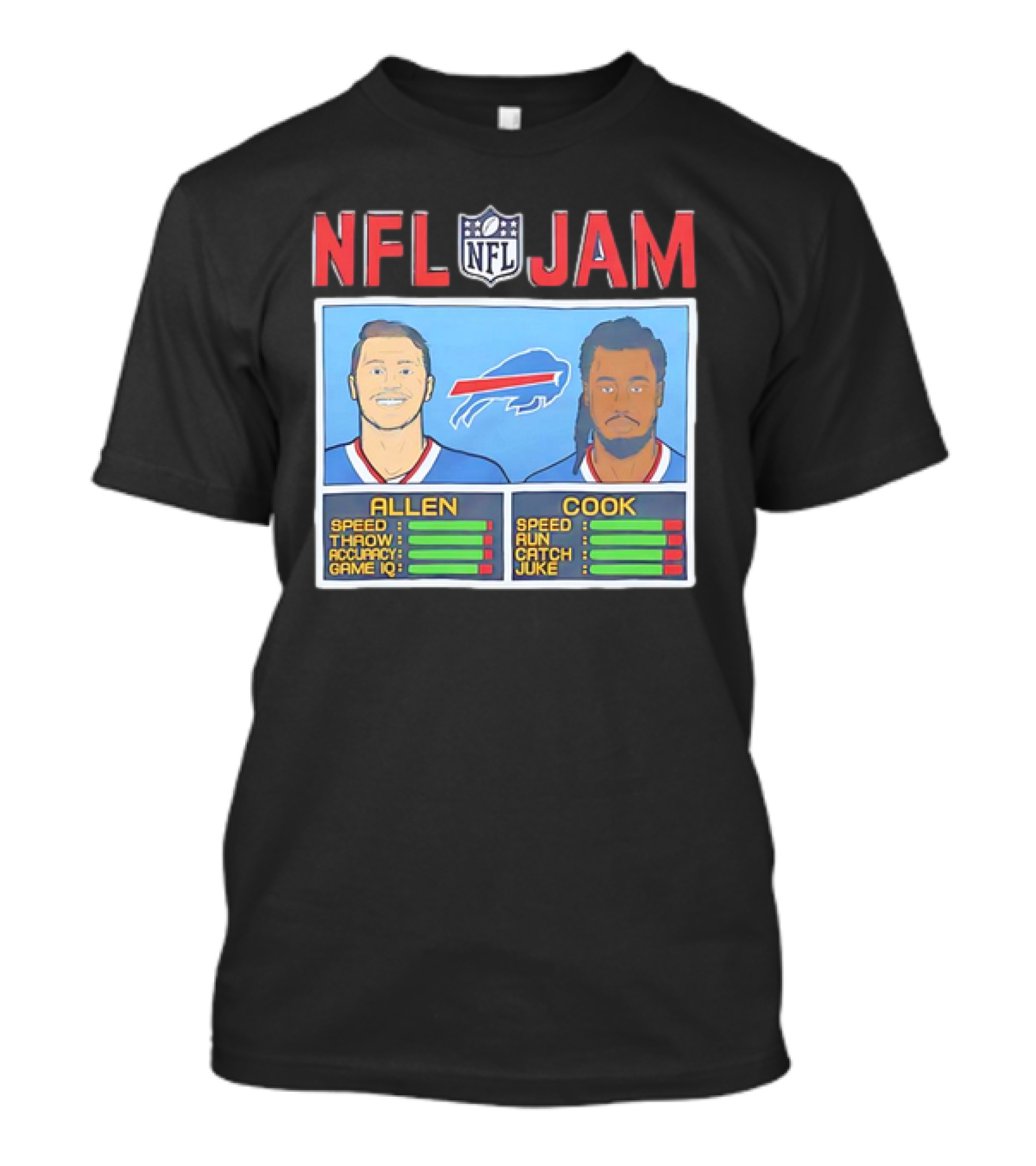 Buffalo Bills Josh Allen James Cook NFL Jam Player Stats T-Shirt
