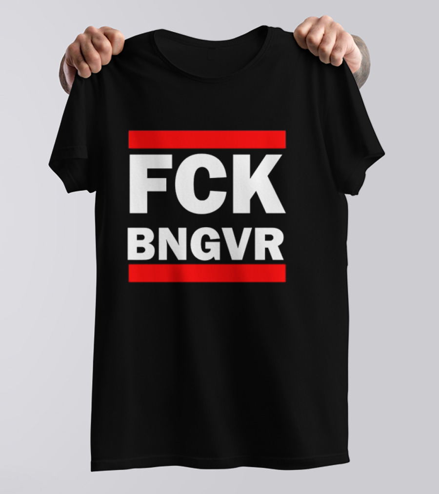 Nadav Oz Salzberger FCK BNGVR Bold Red And White Block Text T-Shirt