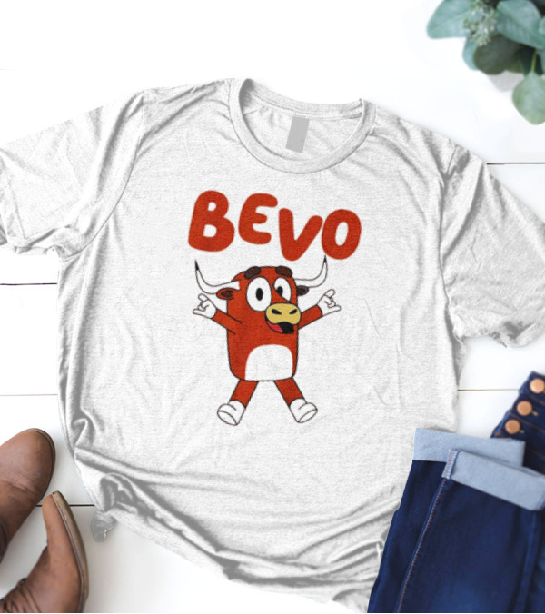 Bevo Cartoon Longhorn Bull Character Funny T-Shirt