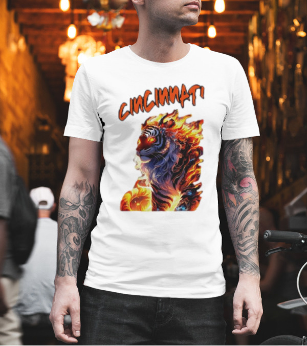 Cincinnati The Bengel’s Live Old West Football Tiger Flame T-Shirt