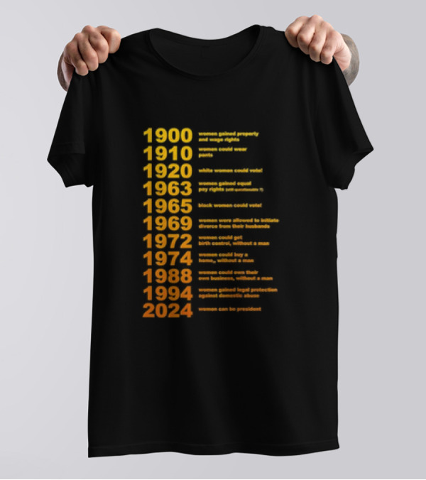 1900 1910 1920 1963 1965 1969 1972 1974 1988 1994 2024 Womens Rights Milestones Witches Burned Women Witchy T-Shirt