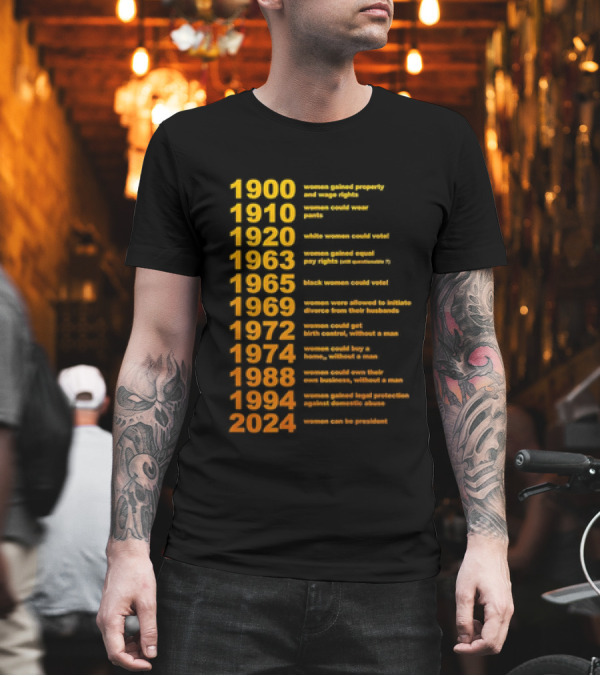 1900 1910 1920 1963 1965 1969 1972 1974 1988 1994 2024 Womens Rights Milestones Witches Burned Women Witchy T-Shirt