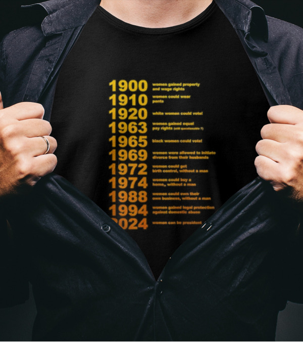 1900 1910 1920 1963 1965 1969 1972 1974 1988 1994 2024 Womens Rights Milestones Witches Burned Women Witchy T-Shirt