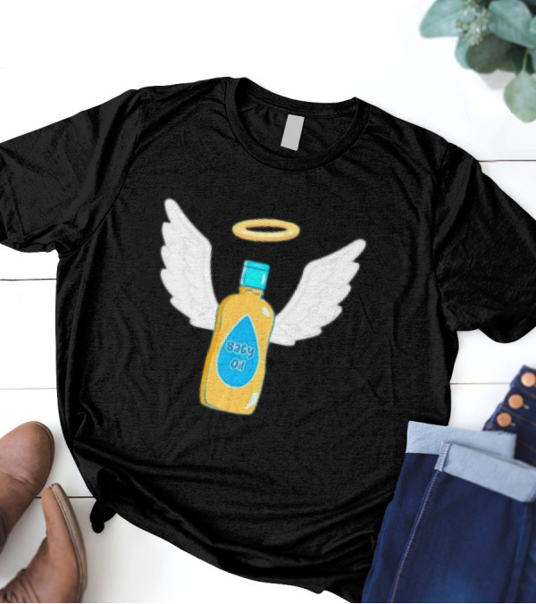 Baby Oil Angel Wings Funny Party Hilarious Halloween T-Shirt