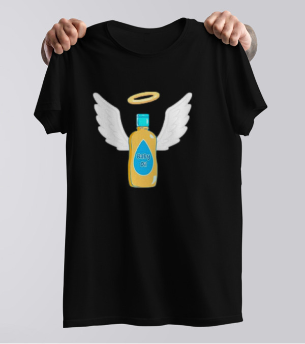 Baby Oil Angel Wings Funny Party Hilarious Halloween T-Shirt