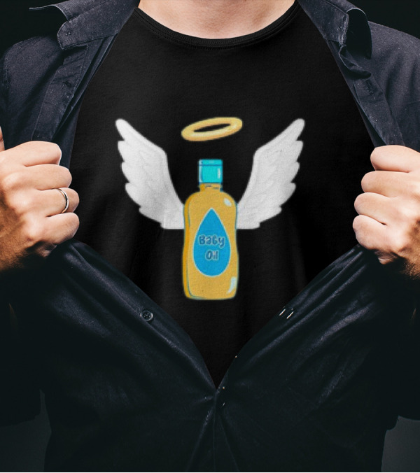Baby Oil Angel Wings Funny Party Hilarious Halloween T-Shirt