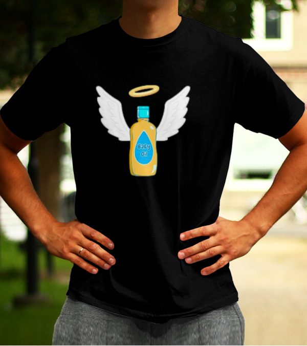 Baby Oil Angel Wings Funny Party Hilarious Halloween T-Shirt