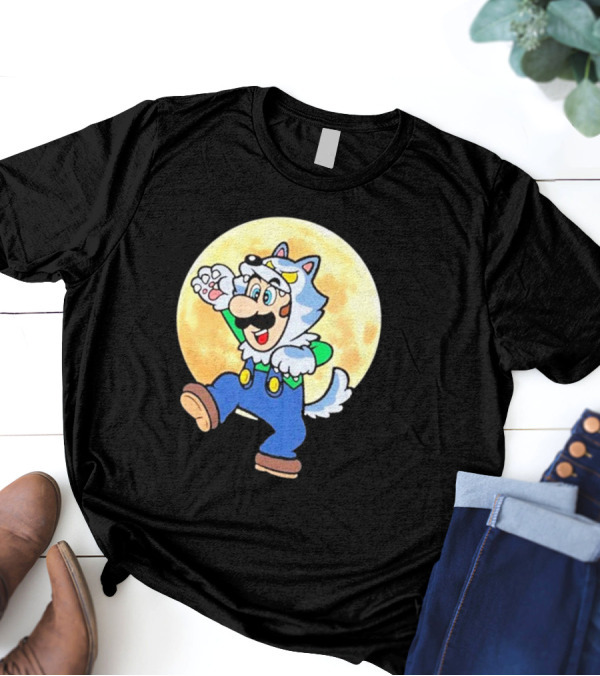 Luigi Werewolf Moon Halloween T-Shirt