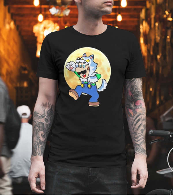 Luigi Werewolf Moon Halloween T-Shirt