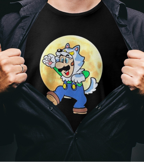 Luigi Werewolf Moon Halloween T-Shirt
