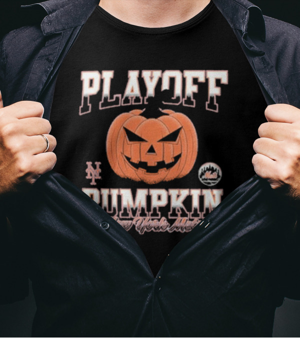 PLAYOFF PUMPKIN NEW YORK METS 2024 MLB POSTSEASON T-Shirt