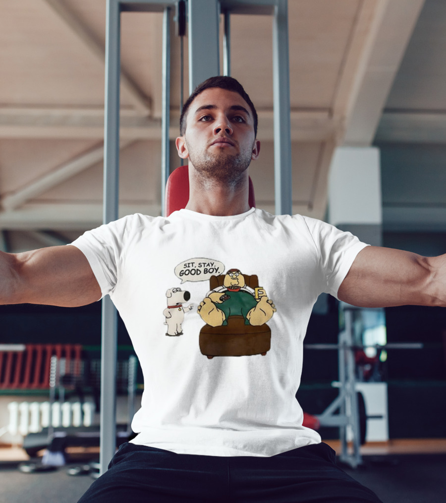 Family Guy Sit Stay Good Boy Brian And Peter Couch Scene T-Shirt