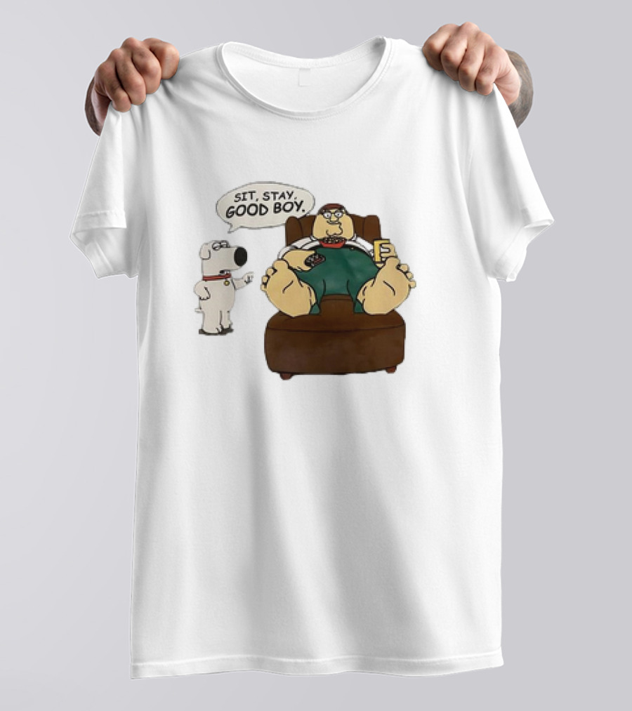 Family Guy Sit Stay Good Boy Brian And Peter Couch Scene T-Shirt
