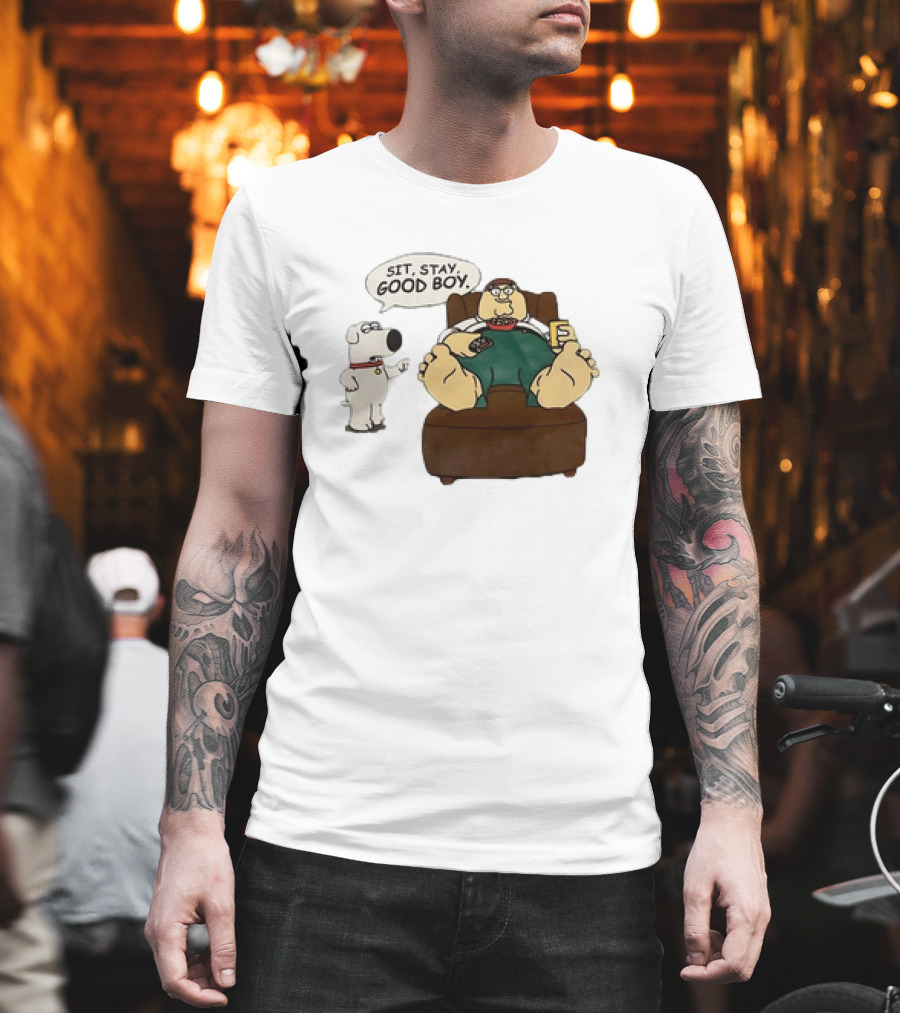 Family Guy Sit Stay Good Boy Brian And Peter Couch Scene T-Shirt