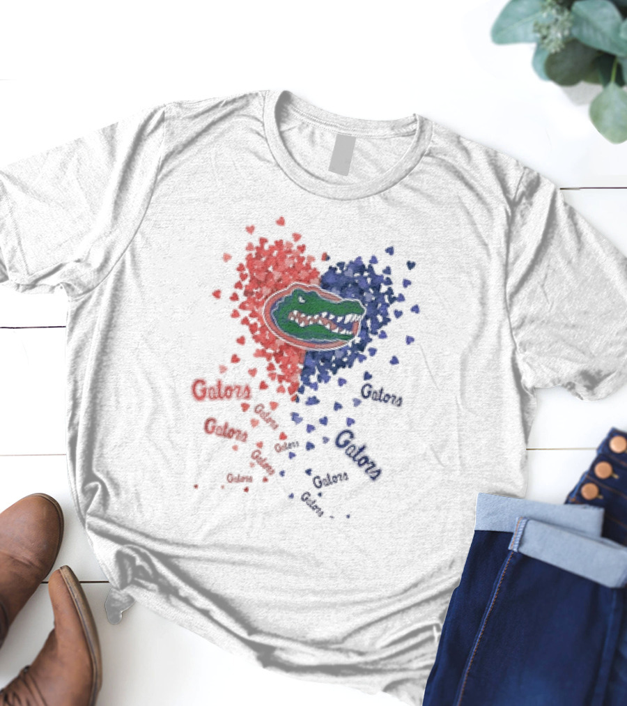 Gators Florida Heart Logo Passionate Blue Orange Colors T-Shirt