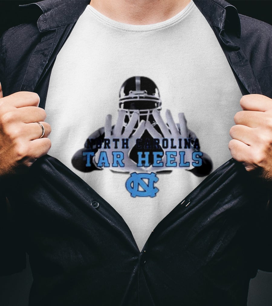 North Carolina Tar Heels Football Helmet Hands T-Shirt