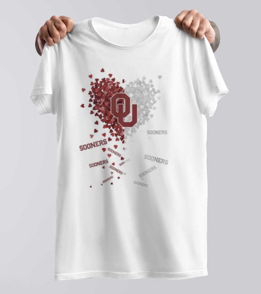 Oklahoma Sooners OU Logo Heart With Sooners Text T-Shirt