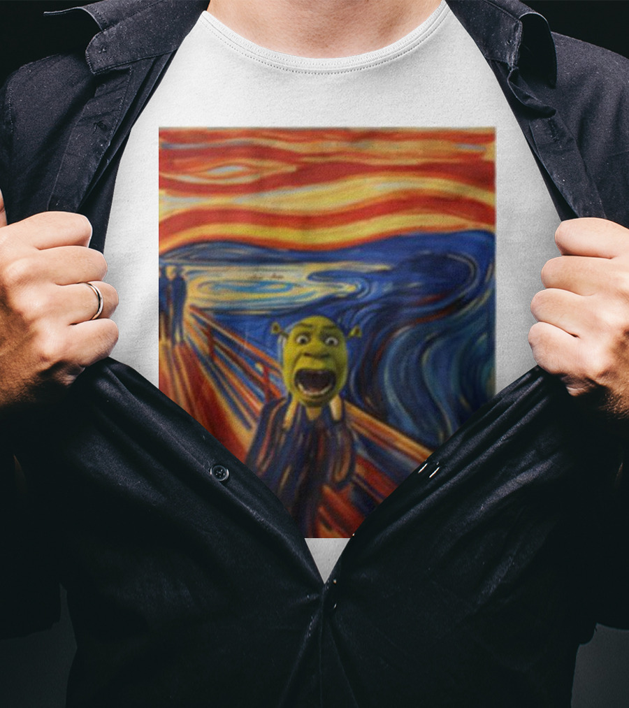 Shrek The Scream Edvard Munch Style Parody Painting T-Shirt