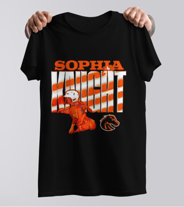 Boise State Broncos Sophia Knight Football Cartoon With Bronco T-Shirt