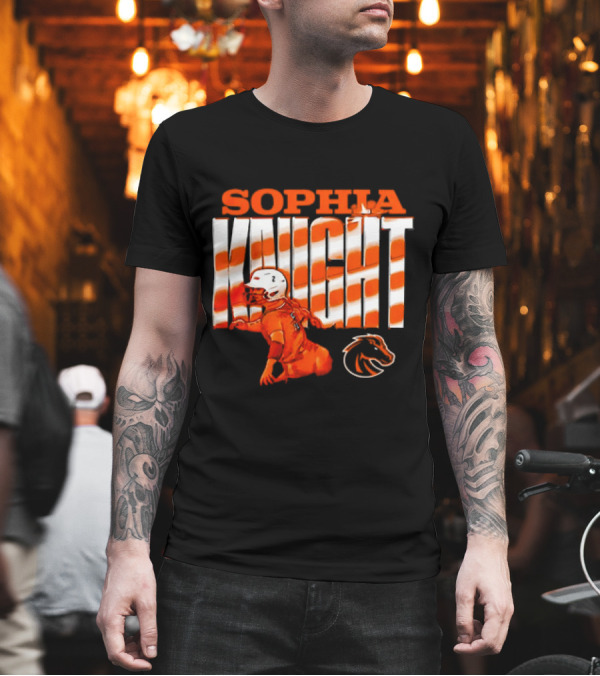 Boise State Broncos Sophia Knight Football Cartoon With Bronco T-Shirt