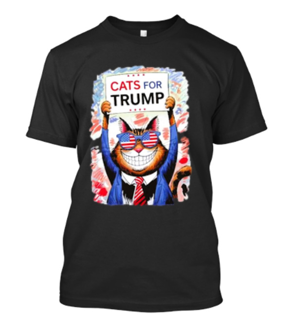 Cats For Trump 2024 Kittens And Ducks US Flag T-Shirt