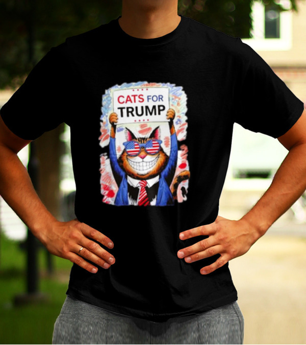 Cats For Trump 2024 Kittens And Ducks US Flag T-Shirt