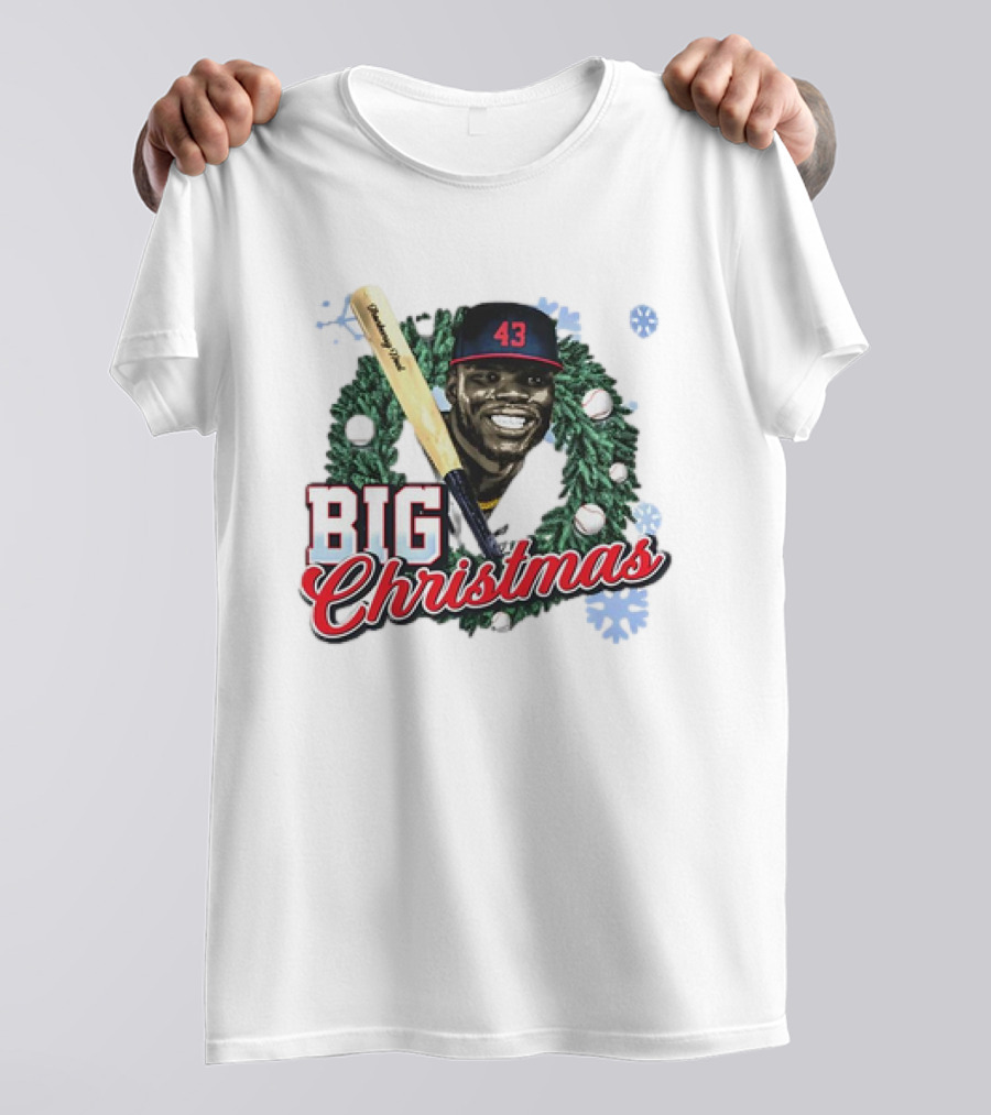 Jhonkensy Noel Cleveland Guardians Big Christmas 43 Vintage Baseball Wreath T-Shirt