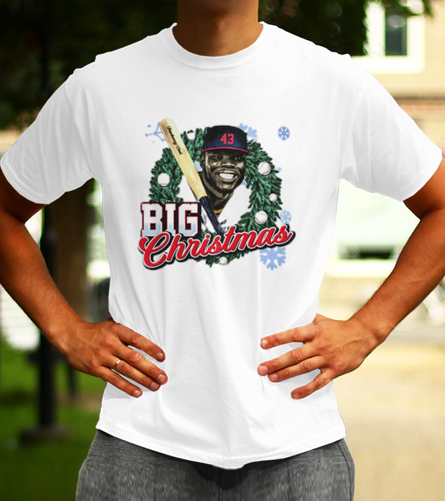 Jhonkensy Noel Cleveland Guardians Big Christmas 43 Vintage Baseball Wreath T-Shirt