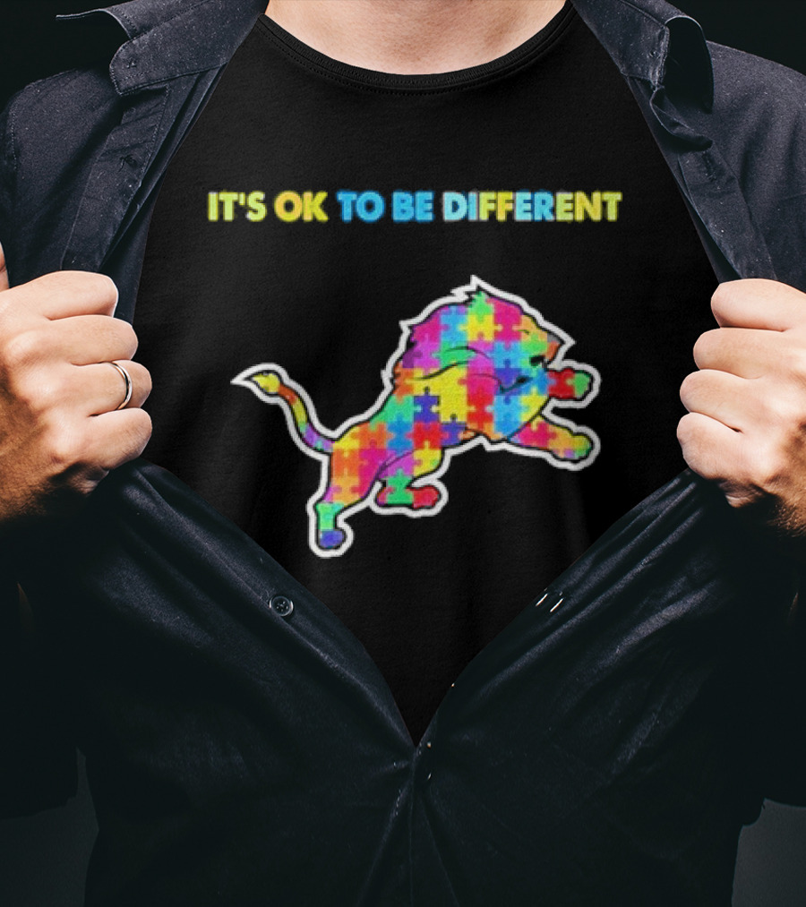 It's Ok To Be Different Autism Puzzle Lion T-Shirt