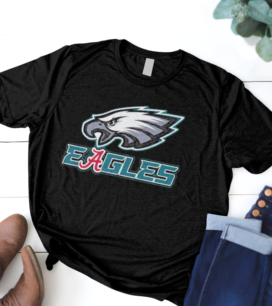 Eagles Philadelphia Eagles Alabama Crimson Tide Logo Fusion T-Shirt