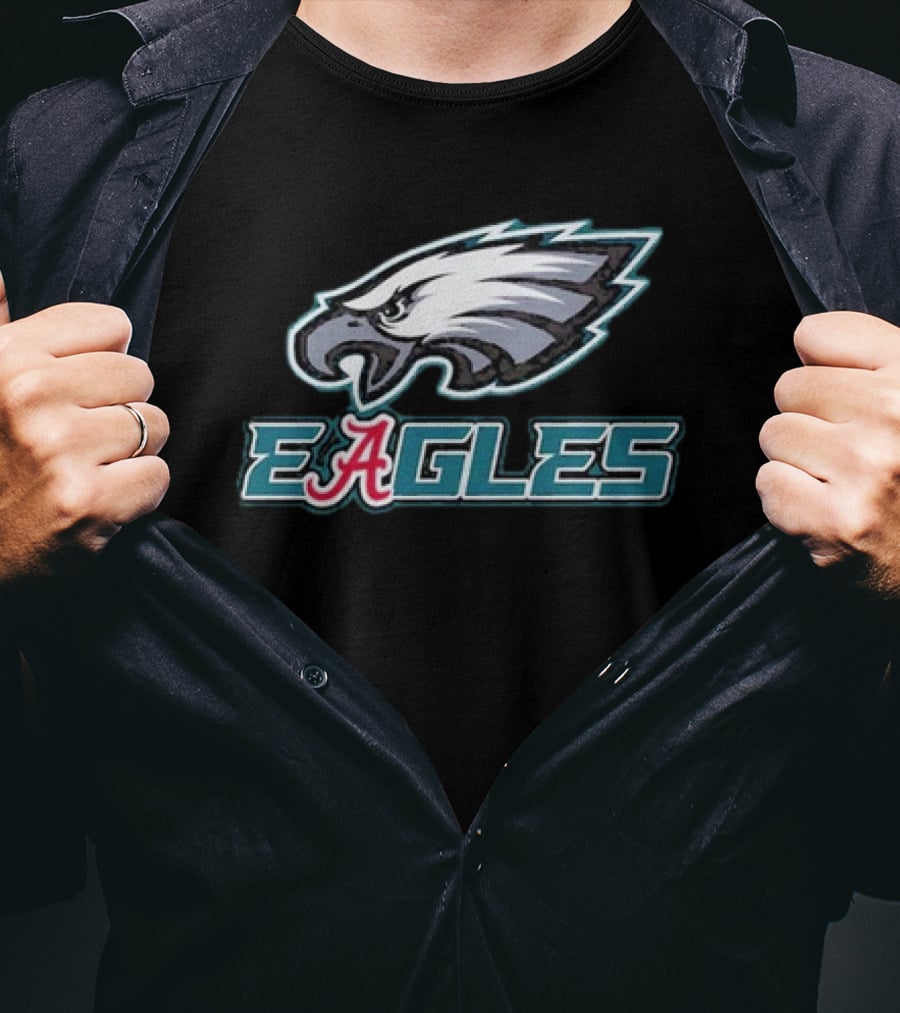 Eagles Philadelphia Eagles Alabama Crimson Tide Logo Fusion T-Shirt
