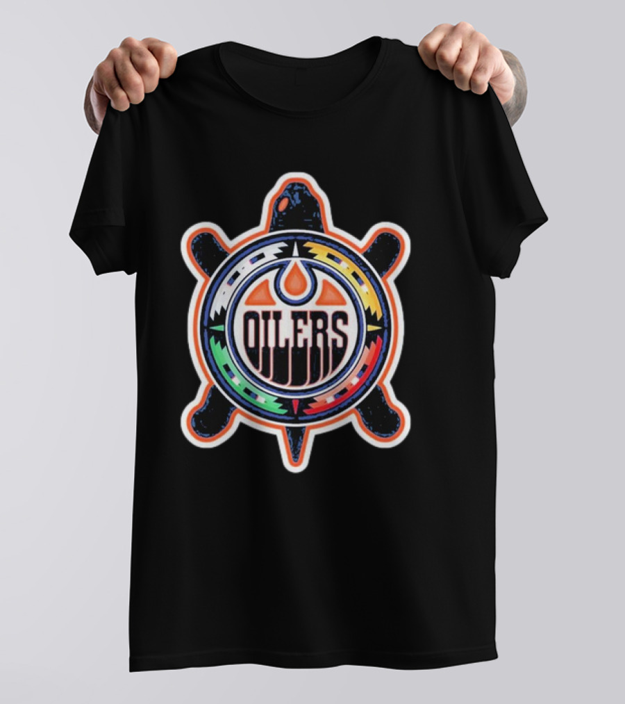 Edmonton Oilers Turtle Colorful Indigenous T-Shirt