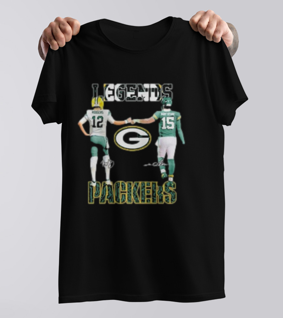 Legends Green Bay Packers Aaron Rodgers Bart Starr Signature T-Shirt