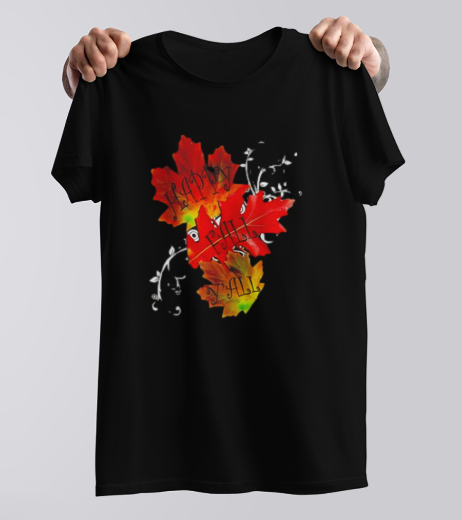 Happy Fall Y’all Red Leaves And Swirls T-Shirt