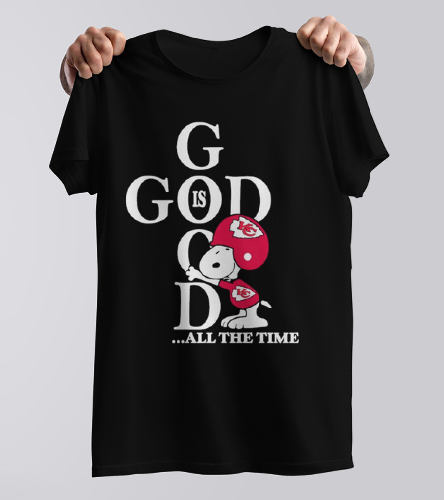 Kansas City Chiefs Snoopy God Is Good All The Time Football Fan Iconic Character Team Spirit T-Shirt