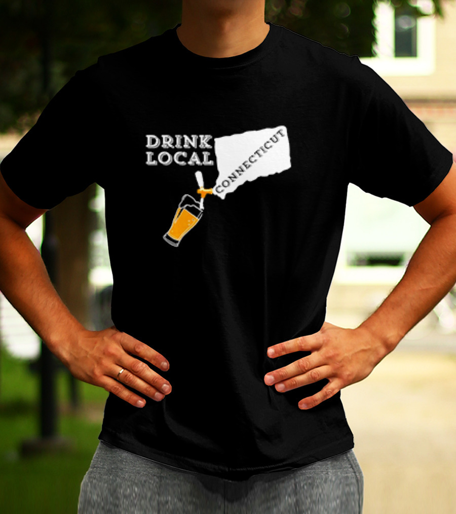 Drink Local Connecticut Map Craft Beer T-Shirt