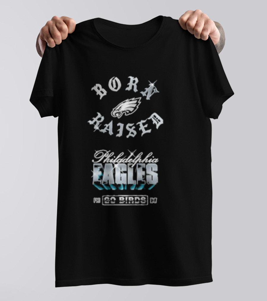 Born Raised Philadelphia Eagles Go Birds Chrome Rocker T-Shirt