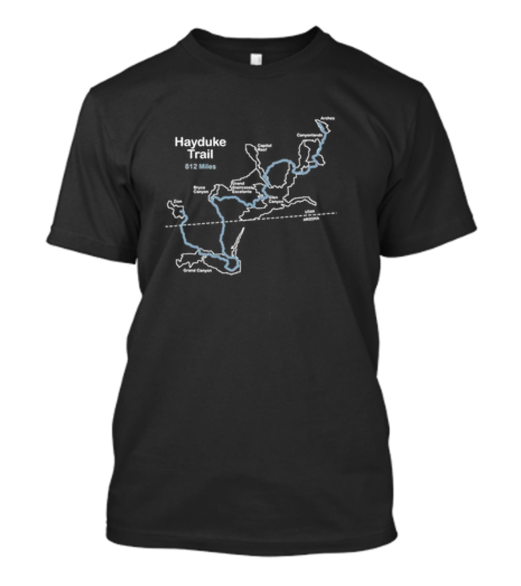 Hayduke Trail 812 Miles Utah Arizona Grand Canyon	Map Design T-Shirt
