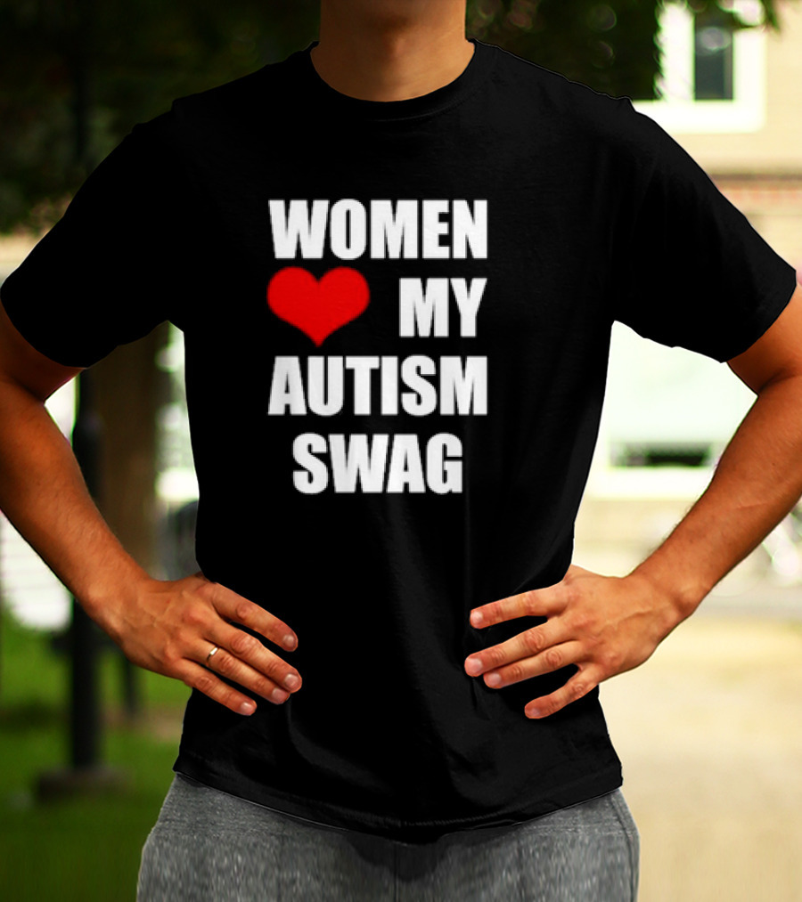 Women Love My Autism Swag Red Heart T-Shirt