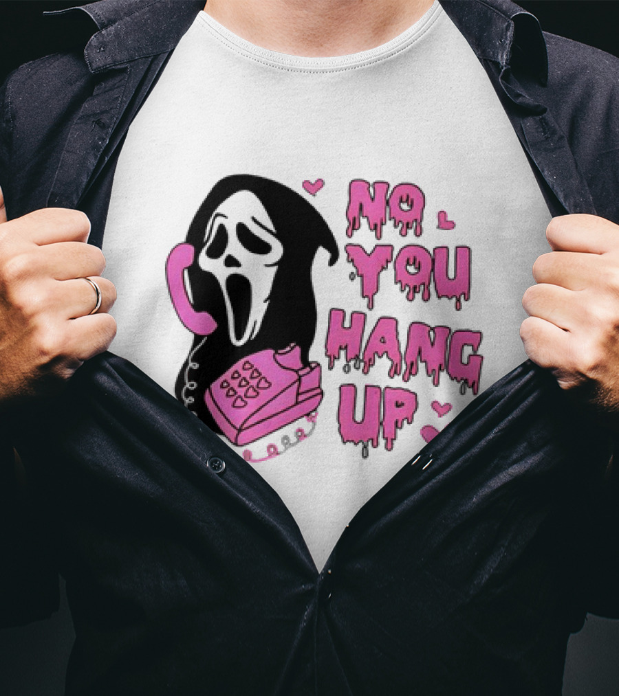 Ghost Face No You Hang Up Pink Phone Scream Hearts T-Shirt