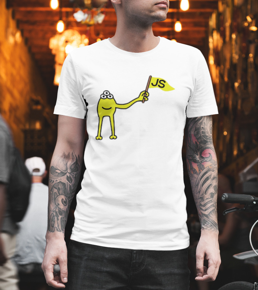 Yellow Three-Eyed Monster Waving JS Flag T-Shirt