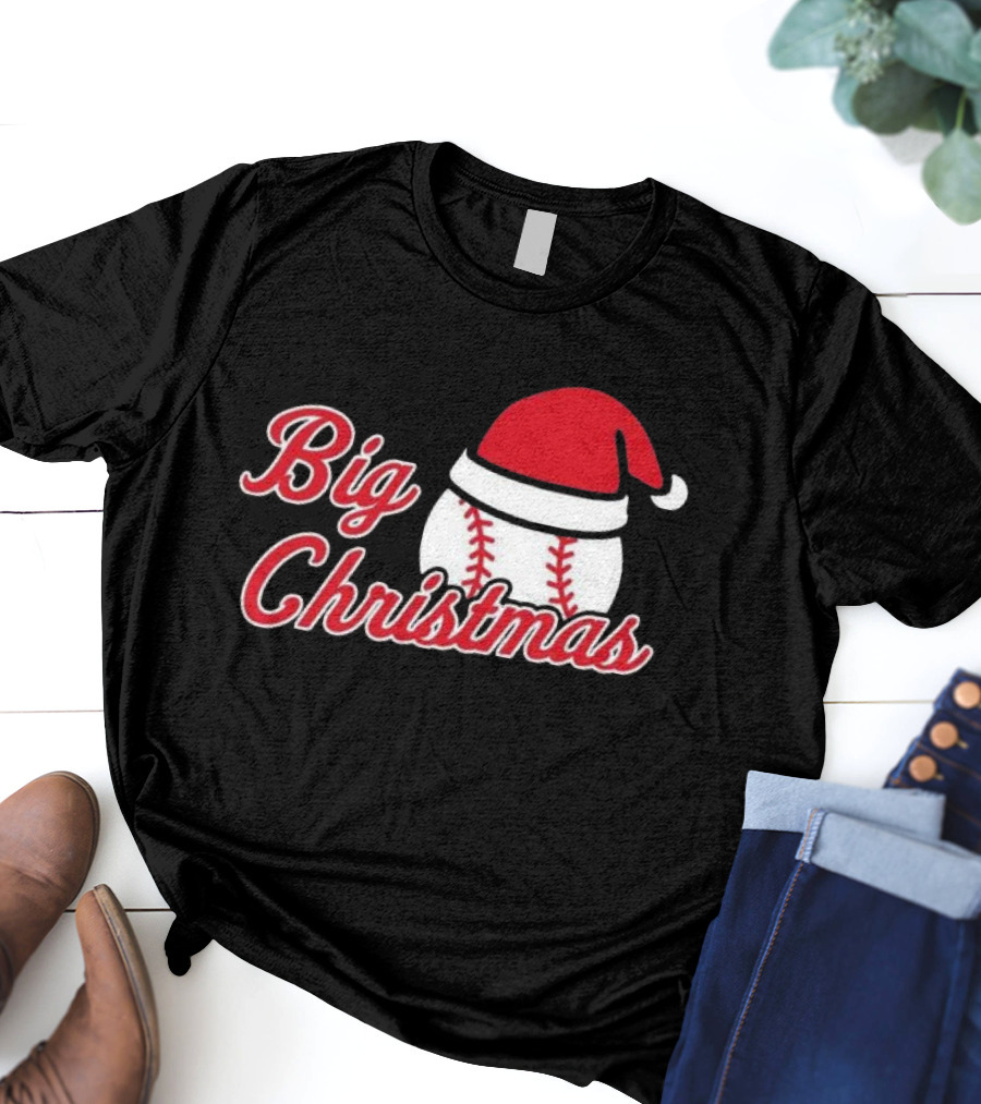 Cleveland Big Christmas Baseball Santa Hat T-Shirt
