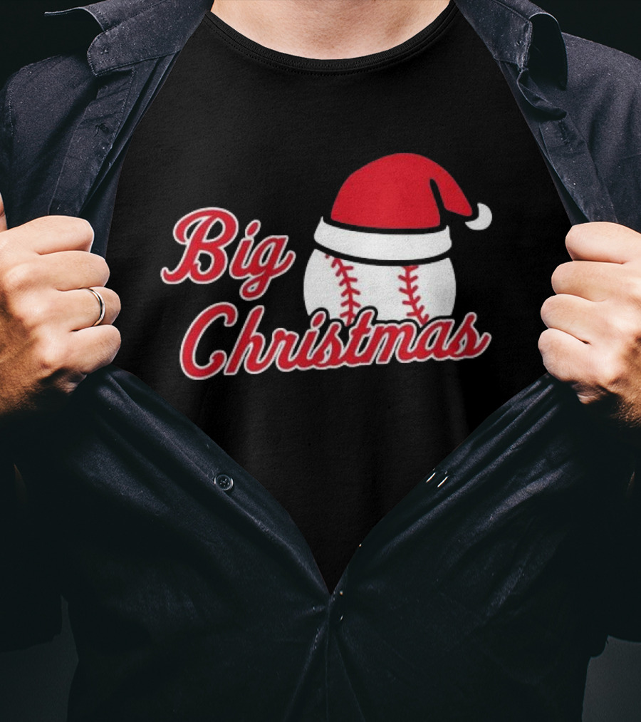 Cleveland Big Christmas Baseball Santa Hat T-Shirt